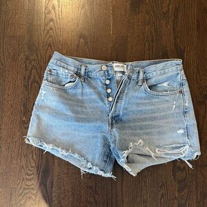 Agolde Light Blue Distressed Jean Shorts